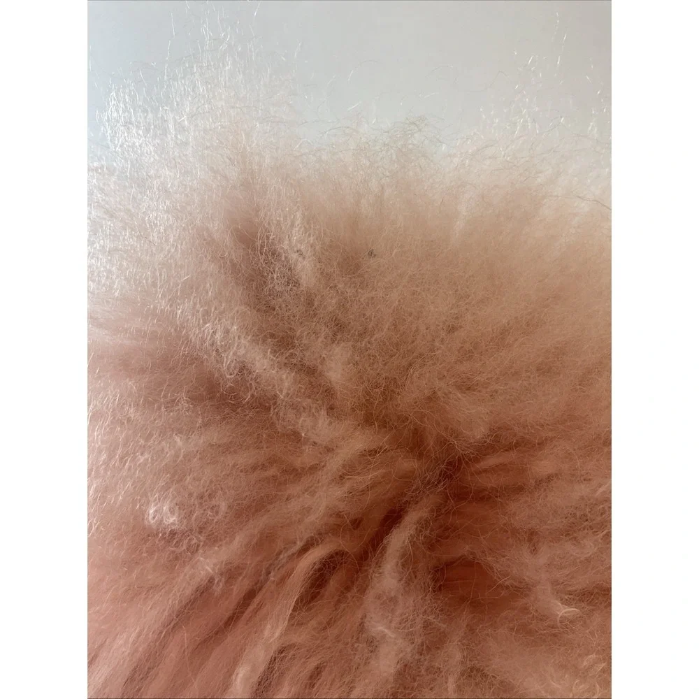 West Elm dyed Lamb Fur‎ Pillow Pink With Insert Shaggy fluffy 16 x 16